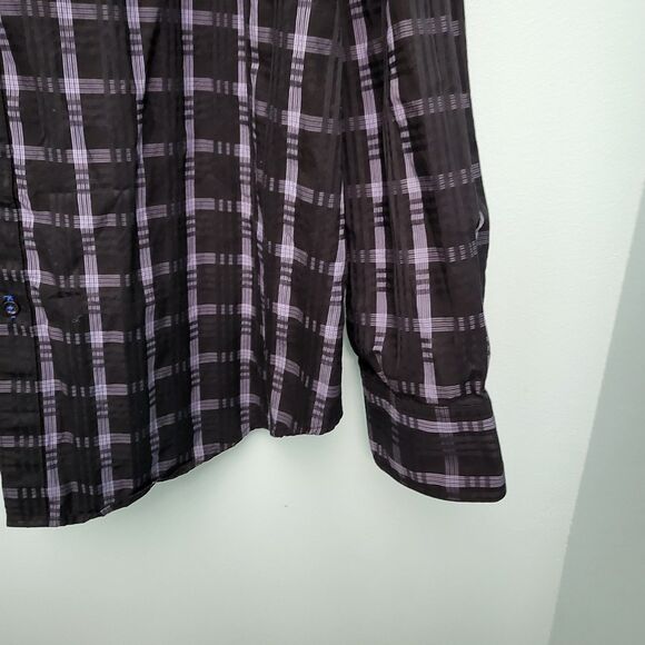 ROBERT GRAHAM Shirt Mens 2XLT Tall Purple Black Button Up Flip Cuffs Classic - Picture 3 of 12